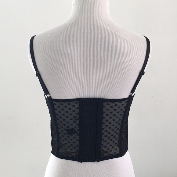 VS ❤️ black bustier cross front fishnet straps 36B